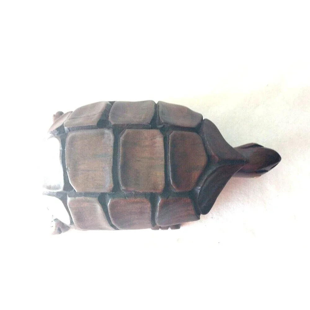 Wood Tortoise Turtle Hand Carved Sculpture Decor Figurine Paper Weight Handmade